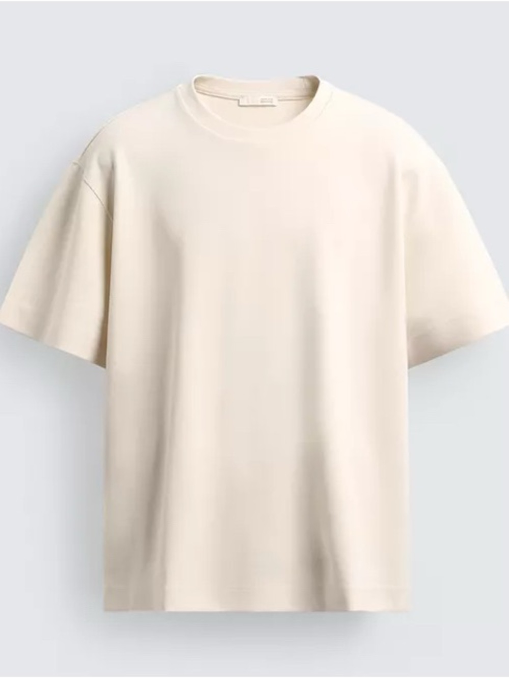 Zara - NEW - Relaxed Fit Soft T-Shirt in the "Oyster-white" shade - Picture 2 of 7